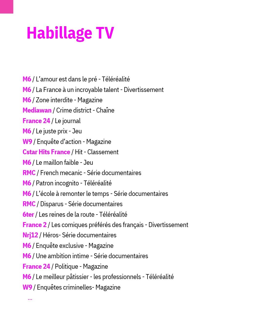 Habillage TV